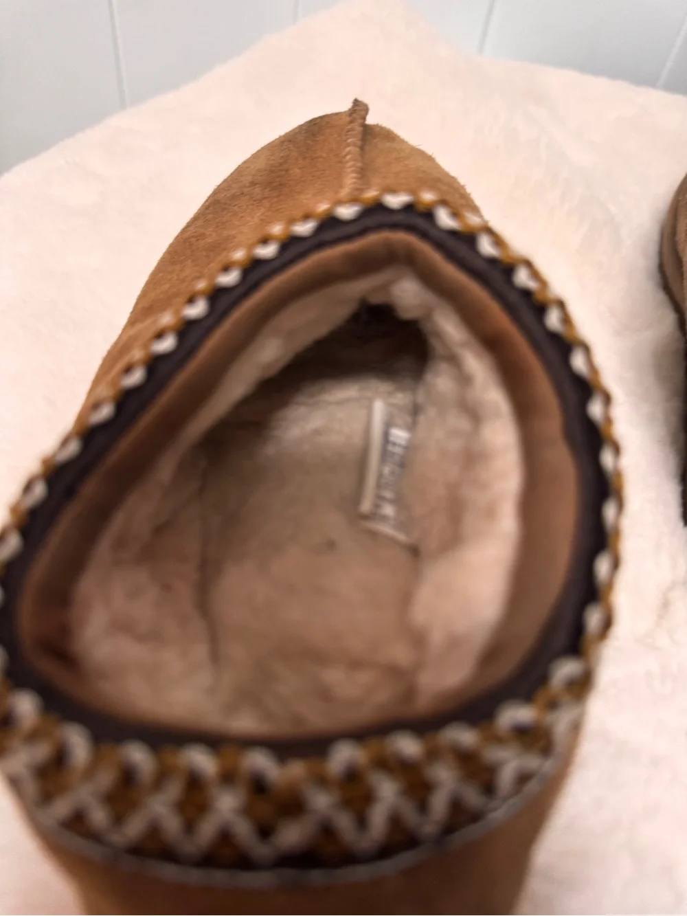 UGG Kids Brown Suede Shearling Slip-On Slippers